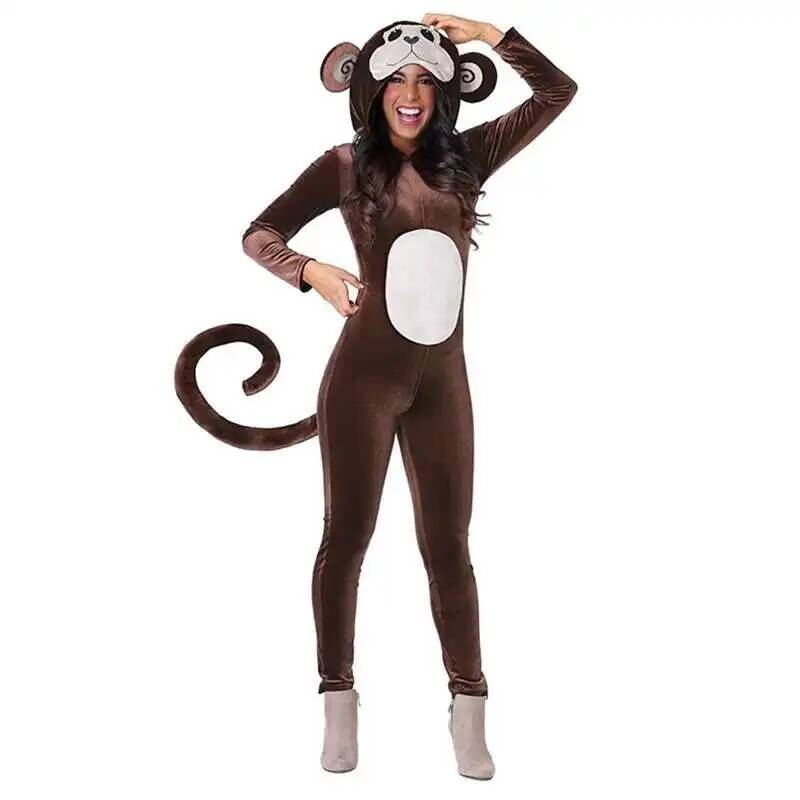 New Brown Monkey Onesie Pajama - Anime Cosplay Jumpsuit 评论和价格