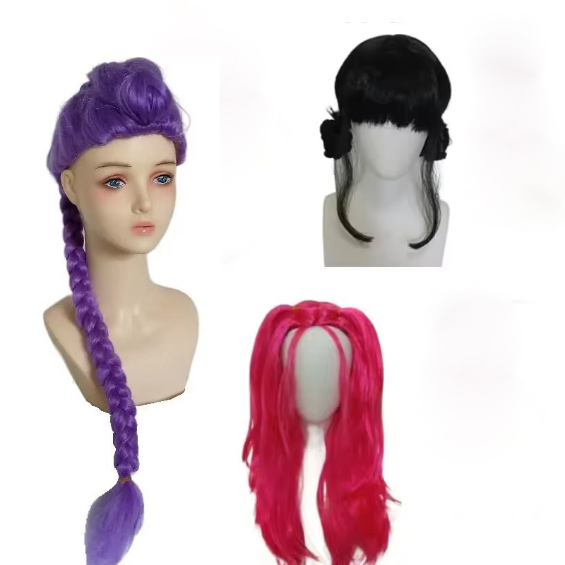 Anime Long Purple Braiding Hai - Anime Cosplay Long Black Hair 评论和价格