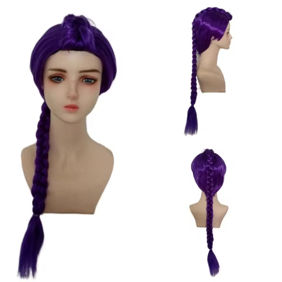 Anime Long Purple Braiding Hai - Anime Cosplay Long Black Hair 评论和价格