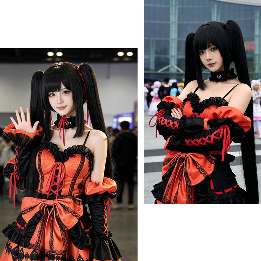 Date A Live Tokisaki Kurumi Co - Anime Cosplay Long Black Hair 评论和价格