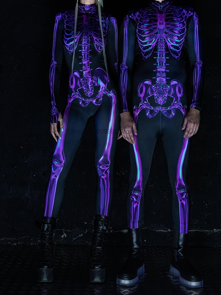 Human Skeleton Skull Zentai Su - Anime Cosplay For Couples 评论和价格